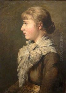 Halbportrait Eines Madchens Mit Schal by Albert Hertel