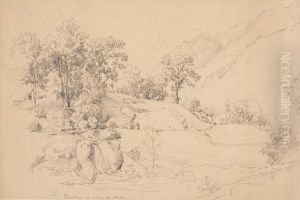 Landschaftsstudie Bei Promontogno by Albert Hertel