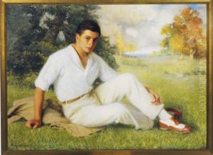 Portrait Of A Young Man In His Sunday Finest by Albert Herter