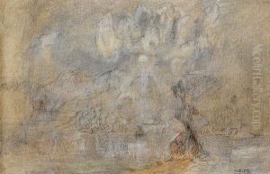 Landskap Med Sol Og Skyer 1858 by Lars Hertervig