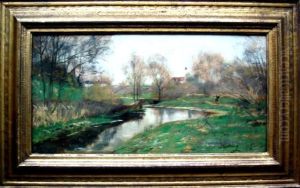 Vorfruhling In Bachlandschaft Bei Steinkirchen by Wilhelm Jakob Hertling