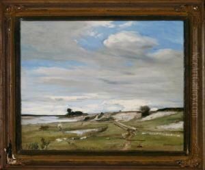 Wolkenstimmung An Der Isar, Vorn Ein Junger Knabe by Wilhelm Jakob Hertling