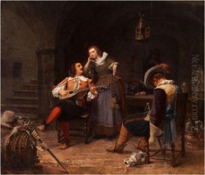 Der Lautenspieler Im Weinkeller by Axel Gustav Hertzberg