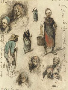 Head And Figure Studies by Louis Adolphe Hervier
