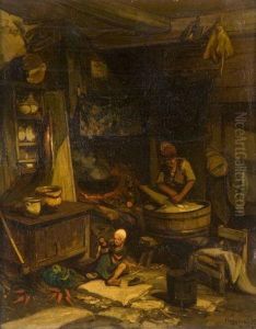 Interieur Avec Une Blanchisseuse by Louis Adolphe Hervier