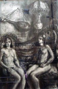 Deux Orientales Nues Sur Un Canape by Louise Hervieu