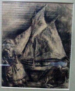 Nature Morte Au Bateau Et Aux Poupees by Louise Hervieu