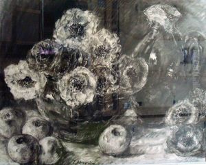 Nature Morte Aux Fleurs, Fruits Et Pichet by Louise Hervieu