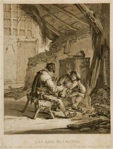 Two Engravings After Adrian Van Ostade; Les Amis Flamands by Antonin Herzinger