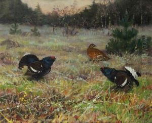 Grouse At Their Matting Site by Ludvik Herzl