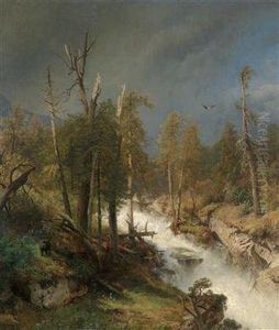 Waterfall In The Mountains