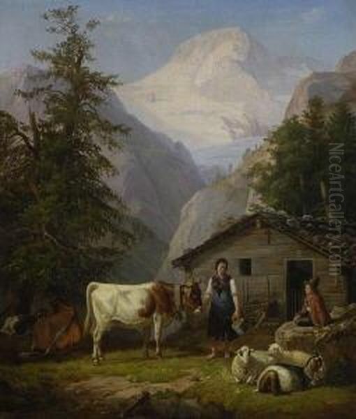 Vor Der Almhutte. - view 1