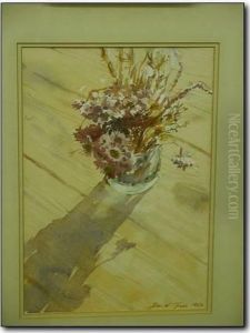 Tress , Bowl Of Flowers In Sunshine,signed And Dated 1982, Watercolour. 13"x9" by David Hess