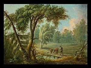 Landschaft Mit Hirte Und Kuhen by Ludwig Hess