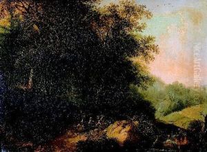 Jager Im Wald. by Ludwig Hess