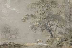 Landschaft An Einem See. by Ludwig Hess