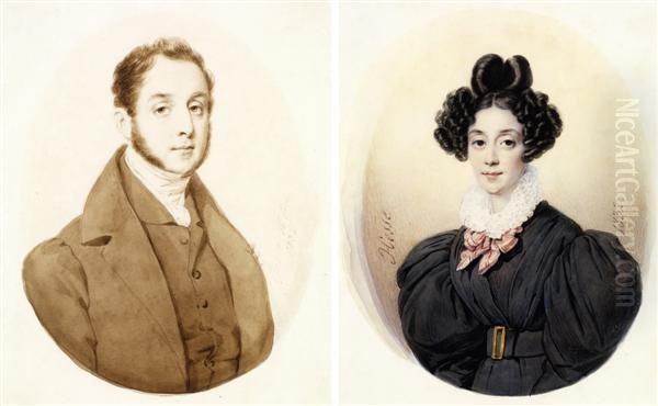 Portraits Presumes De La Marquise Et Du Marquis De Beaumont - view 1