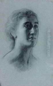 Portrait De Femme De Trois-quarts by Alexandre-Jean-Baptiste Hesse