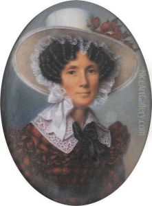 Portrait De Jeune Femme Au Chapeau Fleuri