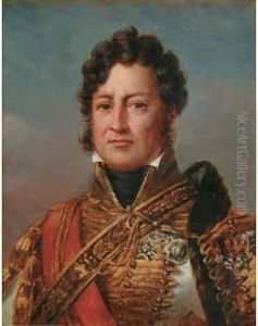 Portrait Du Duc D'orleans, Futur Louis-philippe, En Costume De General Des Hussards, Vers 1825 by Henri Joseph Hesse