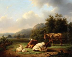 Mountain Landscape Withcattle In The Foreground by G. Chr. Heinrich Hessler