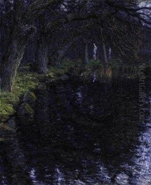 March Evening. Dusk In The Rheinsberg Park. Signed Lower Left: C. Hessmert - view 1