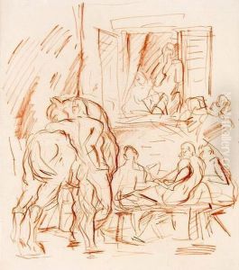Figurenstudien Mit Pferd by Otto Hettner