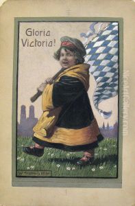 Gloria Victoria: Munchner Kindl Mit Bayernfahne Gloria Victoria: Munchner Kindl Mit Bayernfahne