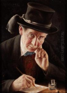 Portrait Of A Gentleman Writing A Letter by Carl Heuser