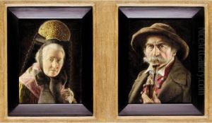 Couple In Traditional Alpine Costume by Carl Heuser