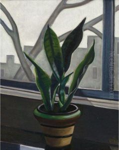 Still Life Of A Plant On A Window Sill by Prudence Heward