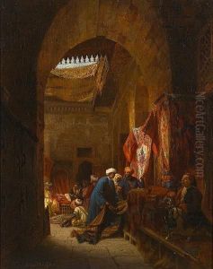 The Carpet Bazaar, Cairo by Otto Johann Heinrich Heyden