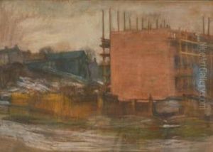 Hus Under Bygging by Hans Olaf Heyerdahl