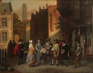 The Town Crier, Bruges by Gustaaf Antoon F. Heyligers