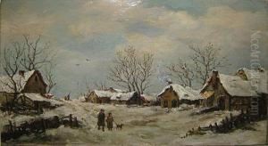 Personnages Dans Un Village Enneige
