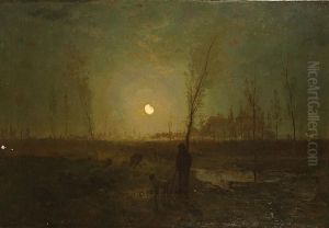 Nachtelijke Wandeling Bij Maneschijn. by Adriaan Jozef Heymans