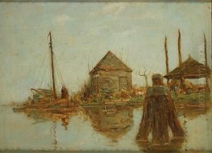 Hoeves Aan Het Water by Adriaan Jozef Heymans