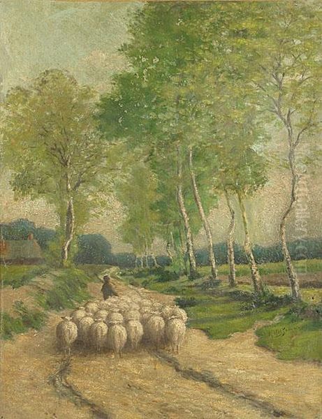 Herder En Schapen In Dreef - view 1