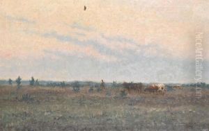 Landscape With Shepherd And Cows by Jozef Heymans