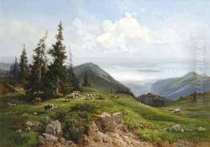 Blick Von Der Kampenwand Uber Den Chiemsee. by Ernst Heyn