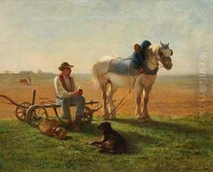 Rastender Bauer Auf Dem Pflug by Fritz Hickmann