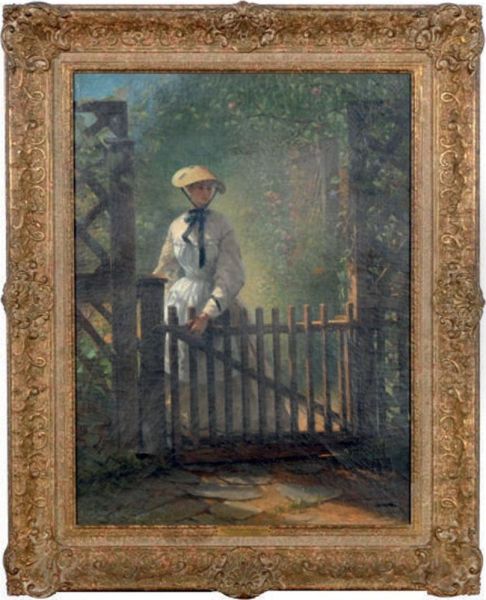 A Young Lady At The Garden Gate - view 1