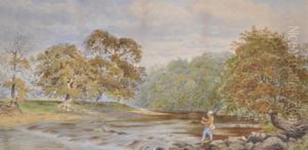Angler On A Riverbank - view 1