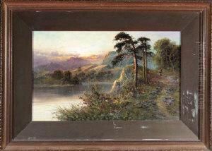 "the Sun's Declining" - Scots Pines By A Lake by Frank Hider