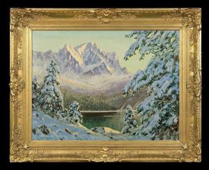 Winter By The Alpen Lake by Franz Hienl-Merre