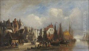 Vue D'un Port En Hollande by Jc Hierschel