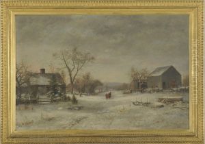 Winter Farmyard Scene by George F. Higgins