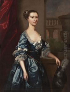 Dame Mit Federhut Und Blauem Kleid by Joseph Highmore