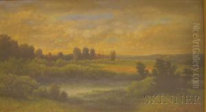 Water Meadow At Sunset.