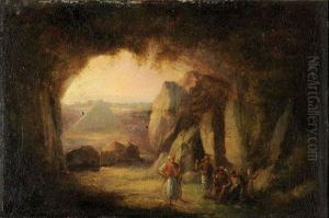Personnages Dans Une Grotte by Jean-Baptiste Hilaire